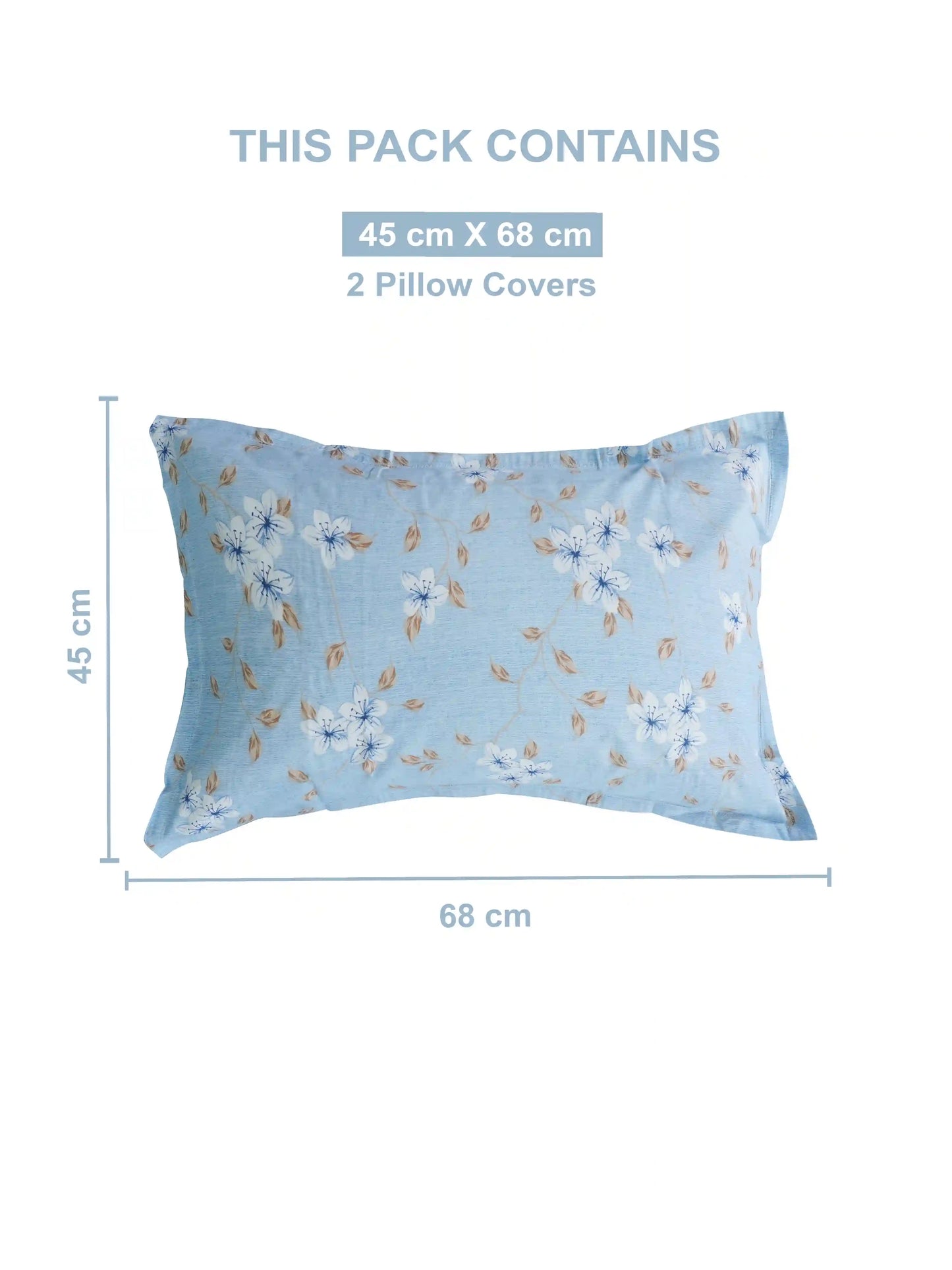Soft Feel Light-Blue Floral Cotton King Bedsheet Set
