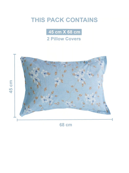 Soft Feel Light-Blue Floral Cotton King Bedsheet Set