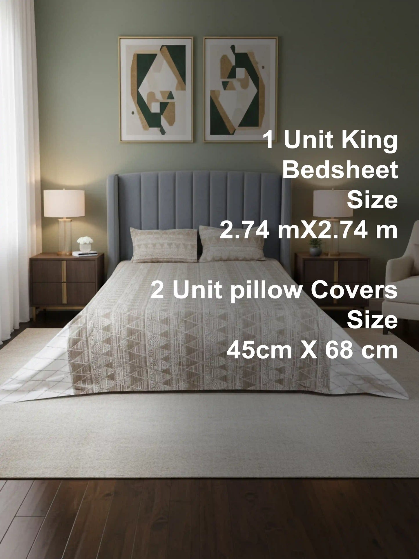 Soft Feel Brown Geometric Cotton King Bedsheet Set