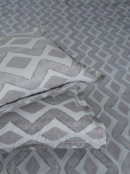 Soft Feel Taupe-Grey Geometric Cotton King Bedsheet Set