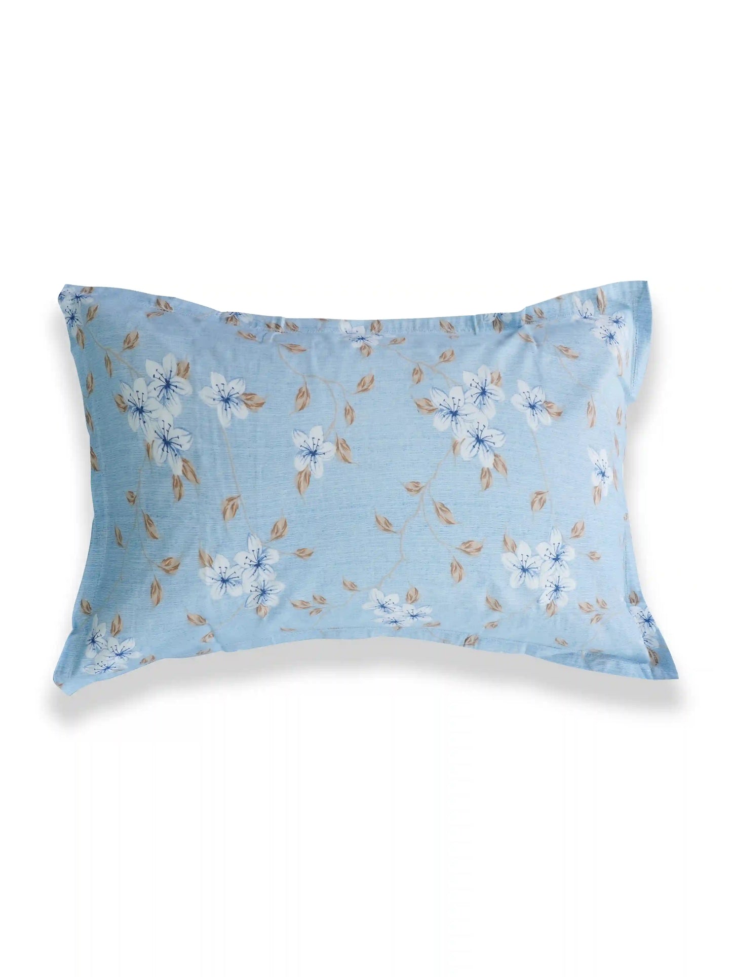 Soft Feel Light-Blue Floral Cotton King Bedsheet Set