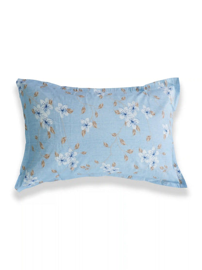 Soft Feel Light-Blue Floral Cotton King Bedsheet Set