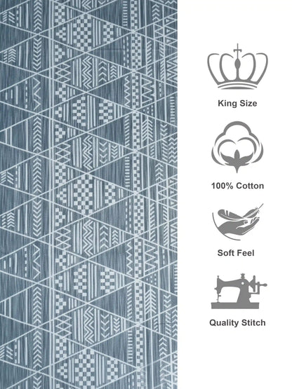 Soft Feel Geometric Dove Grey Cotton King Bedsheet