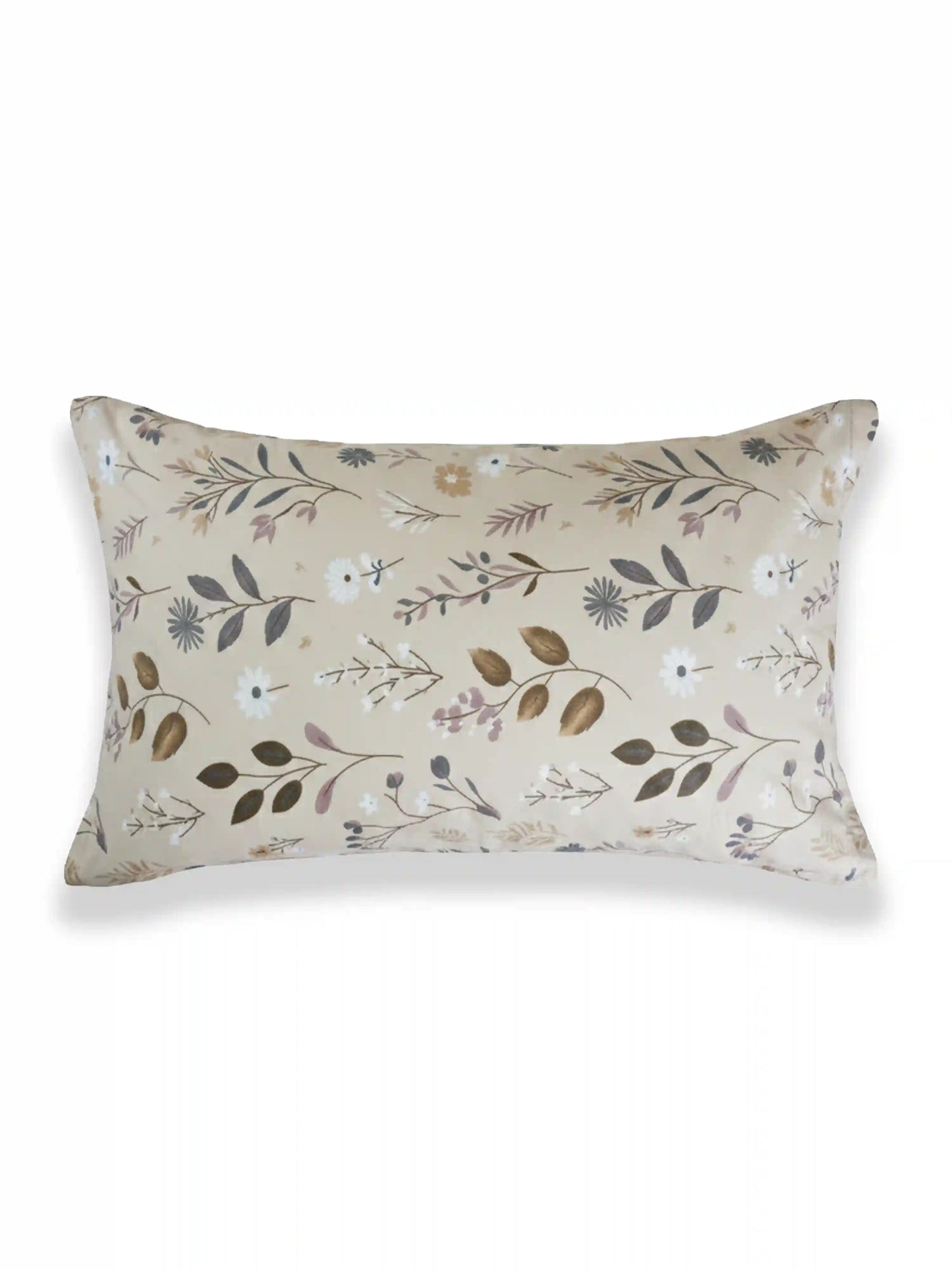 Soft Feel Cream Botanical Cotton King Bedsheet Set