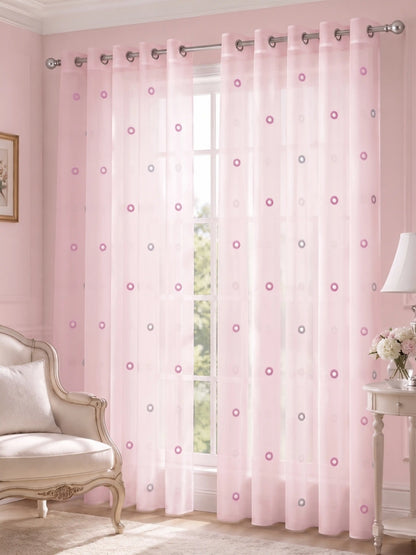 Evabella Elegant Circular Embroidery Sheer Grommet Curtains | 6 colors and 3 lengths