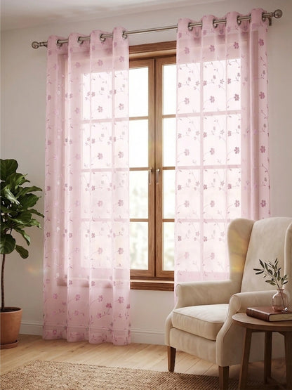 Evabella Light Filtering Floral Sheer Curtains |100% Polyester