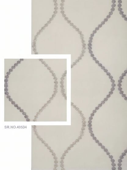 Evabella Embroidered Ogee Trellis Sheer Grommet Curtains | 100% Polyester