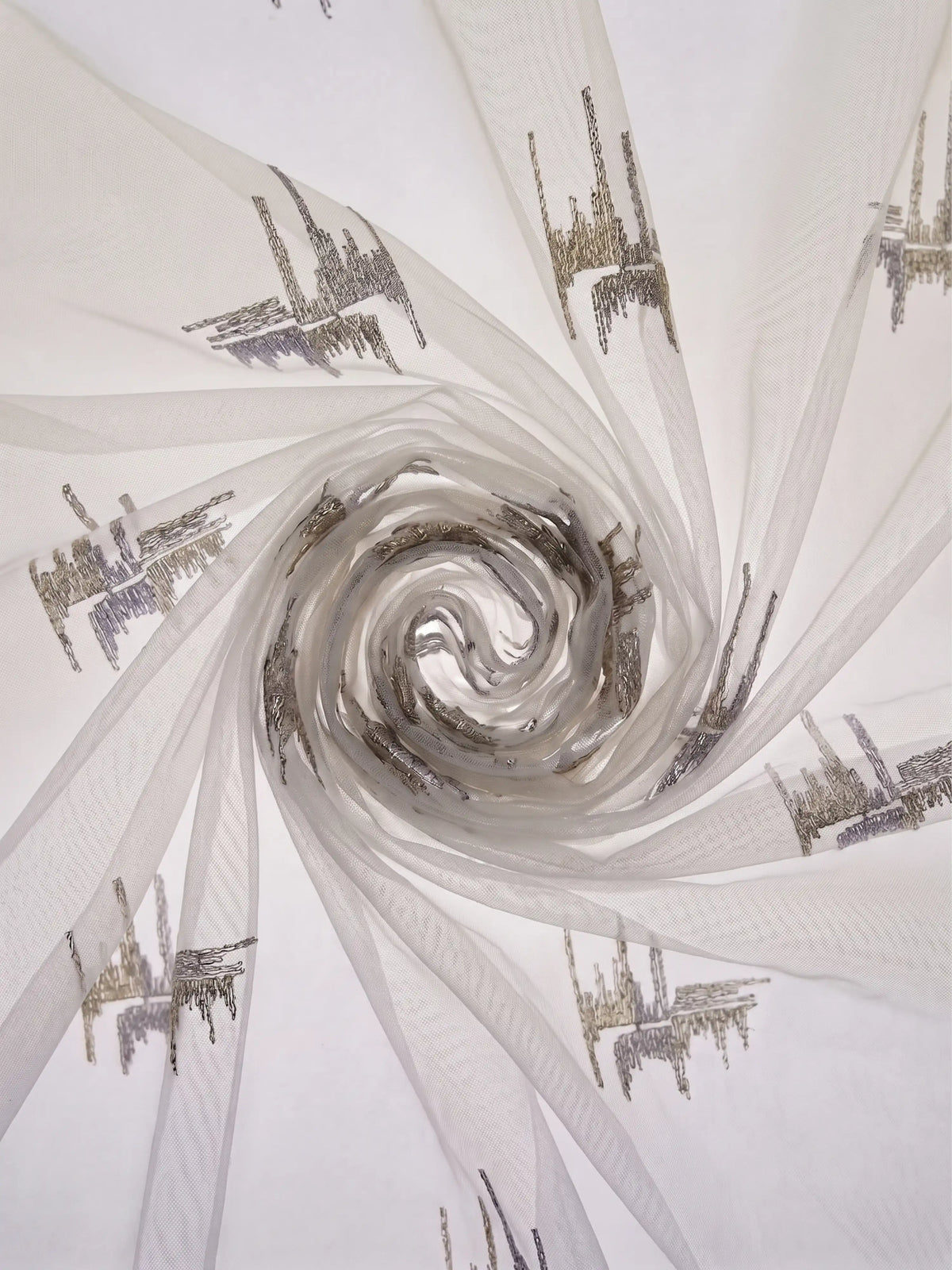 Evabella Abstract Linear Embroidered Sheer Grommet Curtains | 100% Polyester