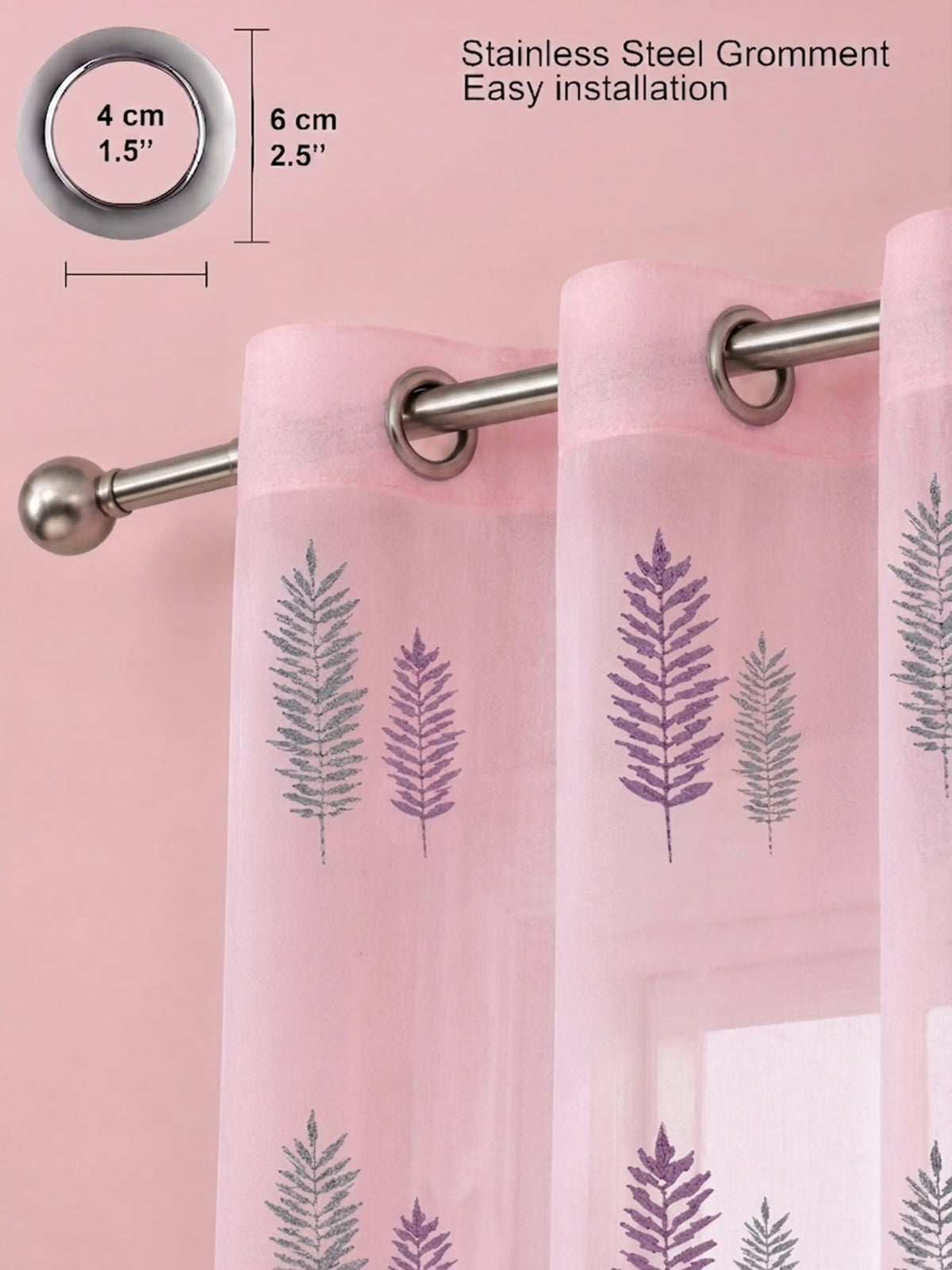 Evabella Embroidered Leaf Sheer Curtains | Light Filtering Window Decor