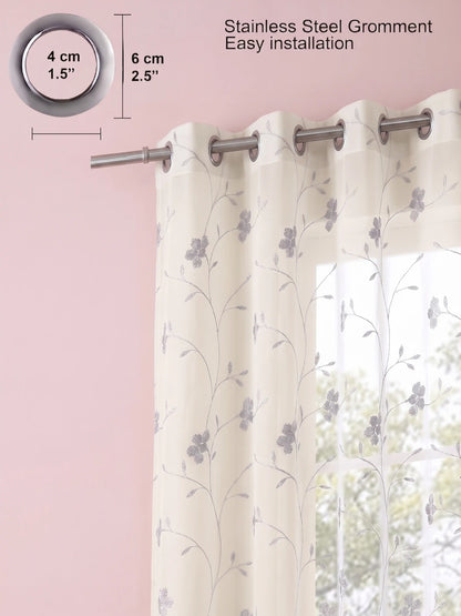 Evabella Light Filtering Floral Sheer Curtains |100% Polyester