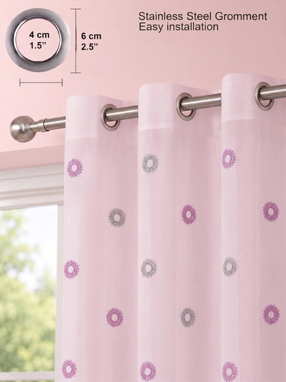 Evabella Elegant Circular Embroidery Sheer Grommet Curtains | 6 colors and 3 lengths