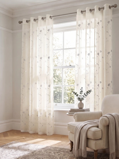 Evabella Light Filtering Floral Sheer Curtains |100% Polyester