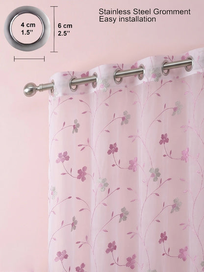 Evabella Light Filtering Floral Sheer Curtains |100% Polyester