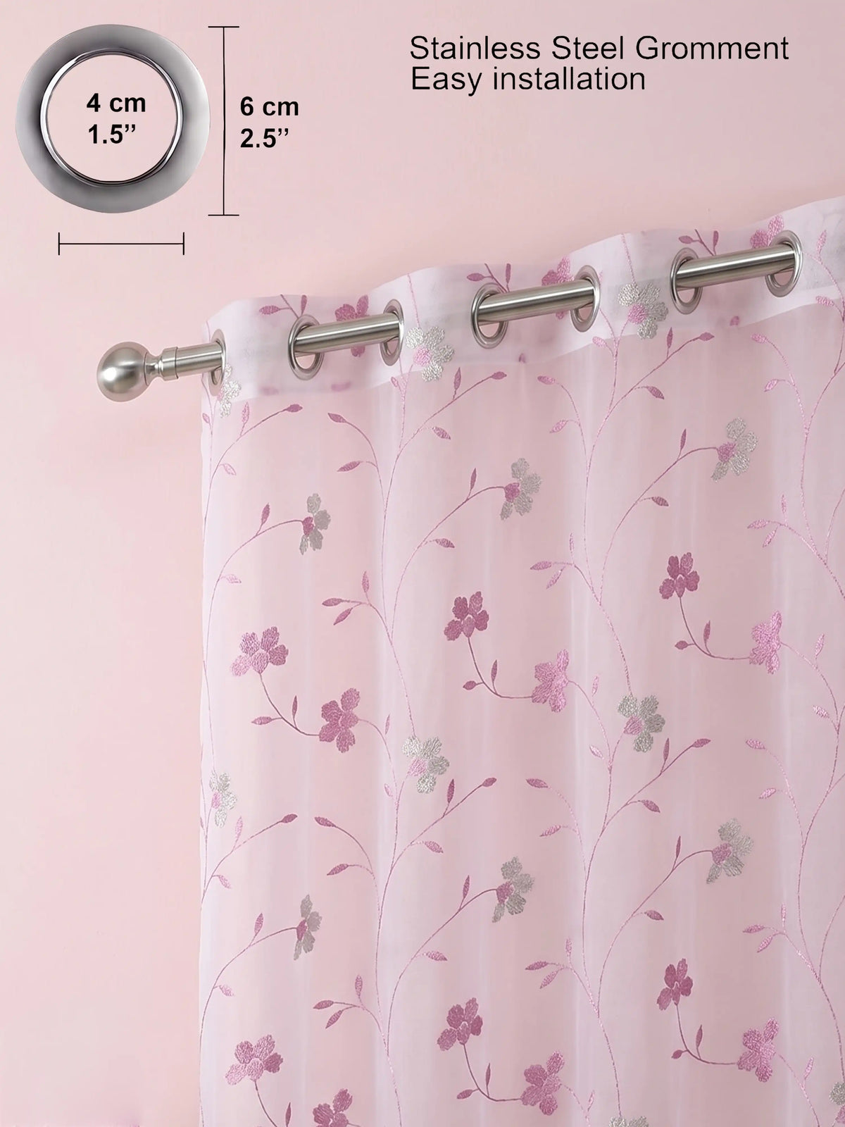 AtoZ Home Decor Light Filtering Floral Sheer Curtains |100% Polyester