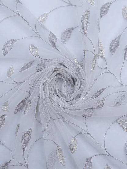 Evabella Embroidered Leaf Vine Sheer Grommet Curtains | 100% Polyester