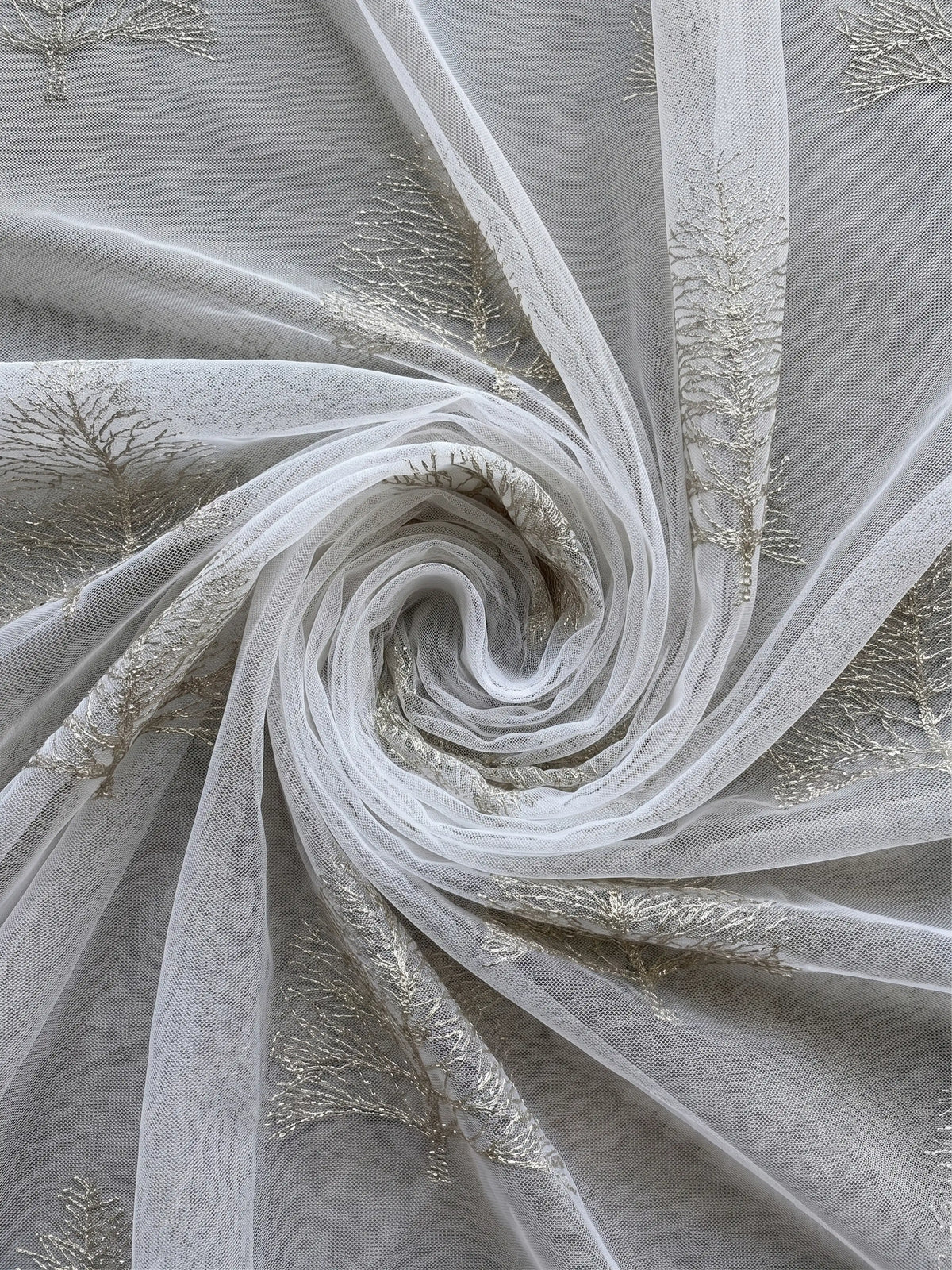 Evabella Embroidered Pine Tree Sheer Grommet Curtains | 100% Polyester