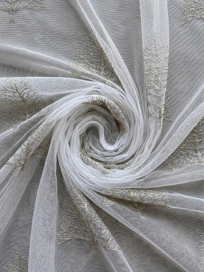 Evabella Embroidered Pine Tree Sheer Grommet Curtains | 100% Polyester