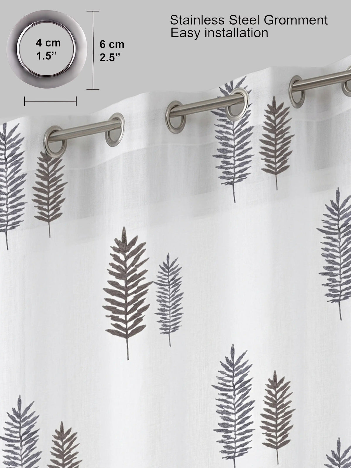 Evabella Embroidered Leaf Sheer Curtains | Light Filtering Window Decor