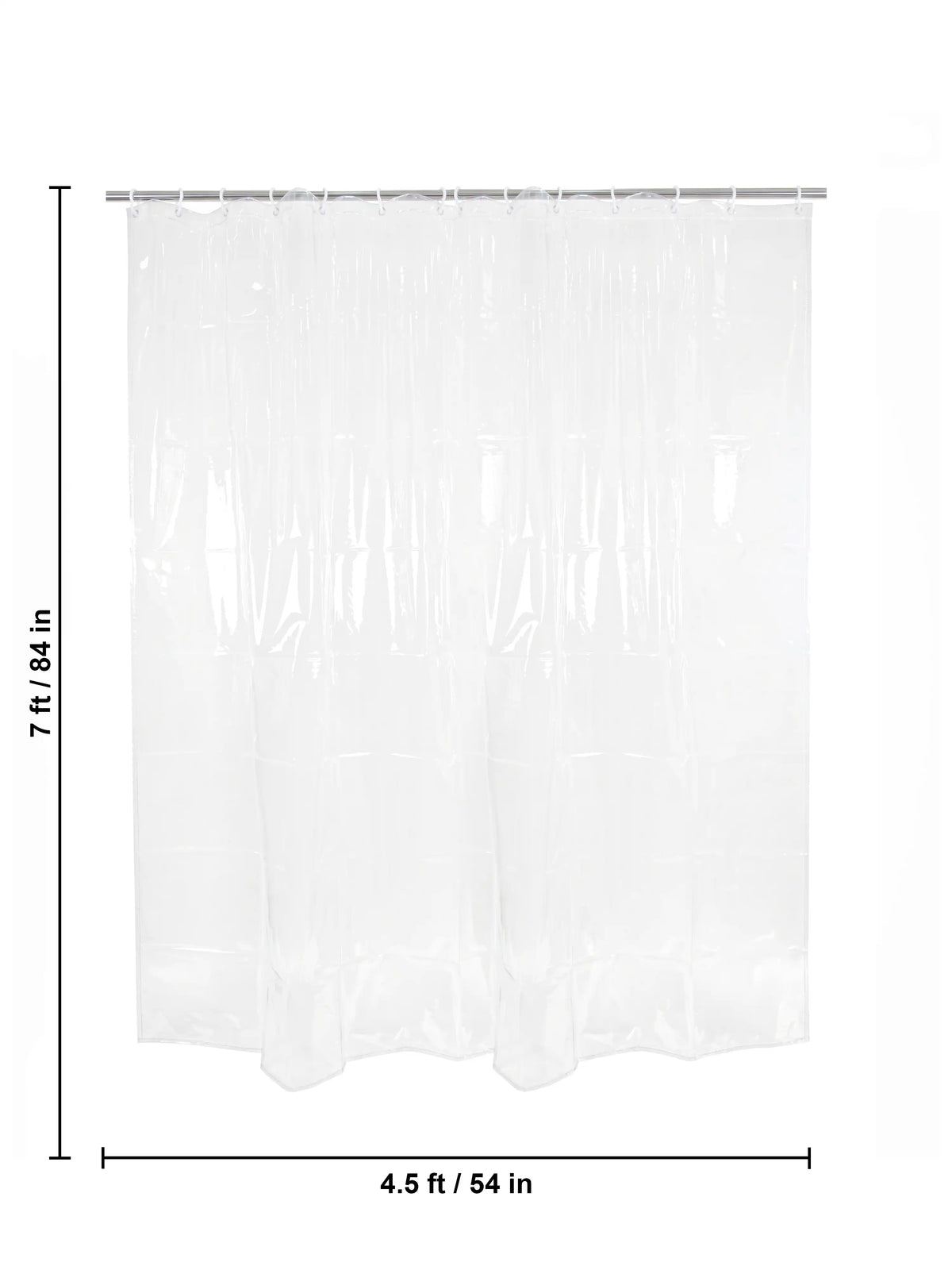 Atoz Home Decor Clear PVC Shower Curtain with 9 Hooks | 84x54 Inch