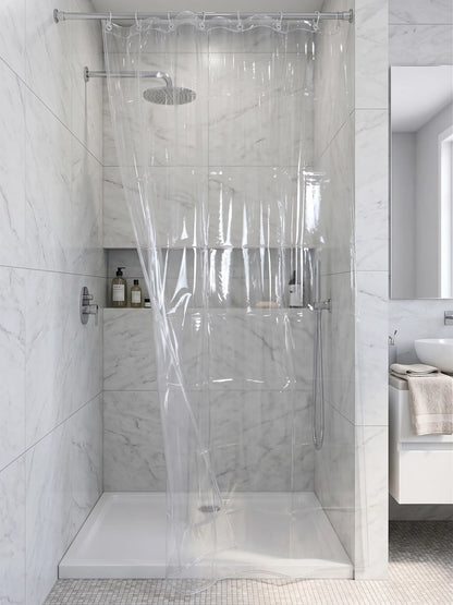 Atoz Home Decor Clear PVC Shower Curtain with 9 Hooks | 84x54 Inch