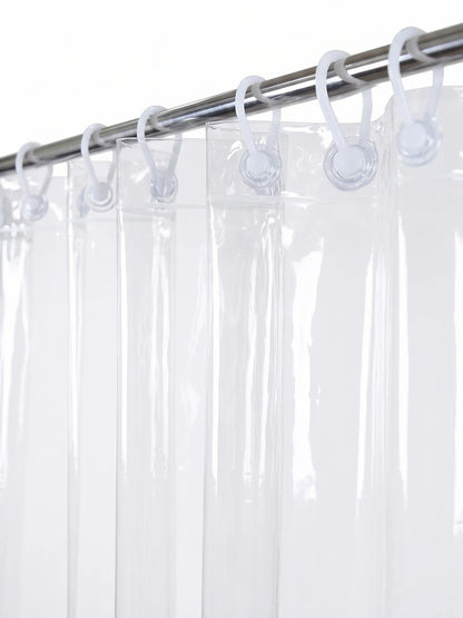 Atoz Home Decor Clear PVC Shower Curtain with 9 Hooks | 84x54 Inch