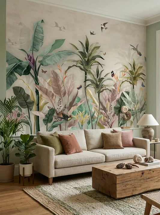 AtoZ Home Decor Vintage-Style Tropical Jungle Wall Mural / Wallpaper - Custom & Standard Sizes