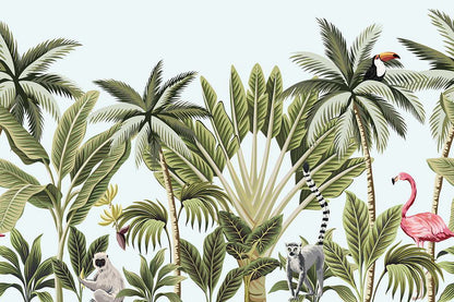 AtoZ Home Decor Tropical Plants & Animals Wall Mural Wallpaper - Custom & Standard Sizes