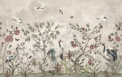 AtoZ Home Decor Tropical Birds & Forest Chinoiserie Wall Mural Wallpaper - Custom & Standard Sizes
