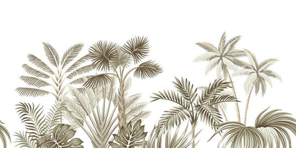 AtoZ Home Decor Neutral Tropical Leaves Wall Mural Wallpaper - Custom & Standard Sizes