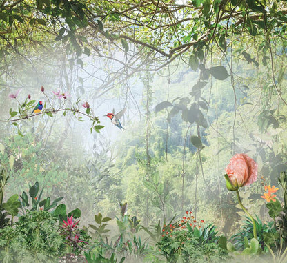 AtoZ Home Decor Tropical Flowering Jungle Wall Mural Wallpaper - Custom & Standard Sizes