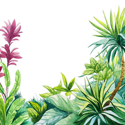 AtoZ Home Decor Tropical Leaves & Foliage Frame Wall Mural Wallpaper - Custom & Standard Sizes