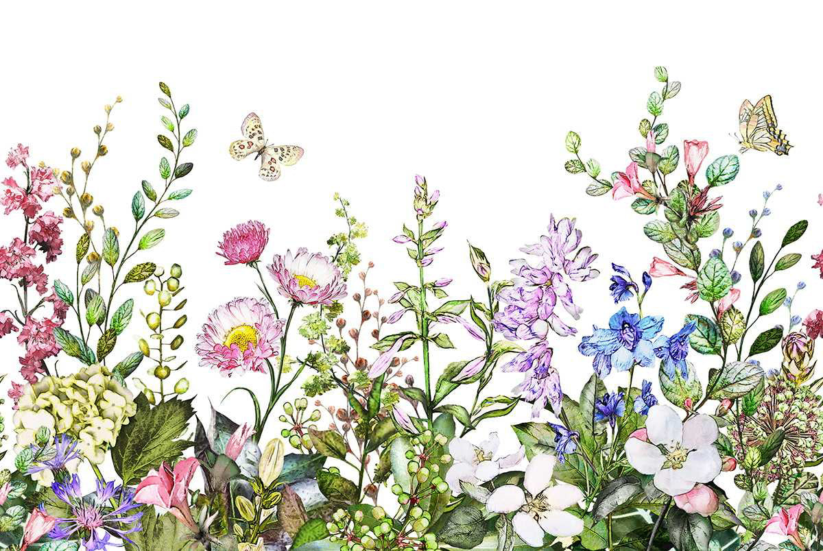 AtoZ Home Decor Tropical Wild Spring Floral Summer Flowers Wall Mural Wallpaper - Custom & Standard Sizes