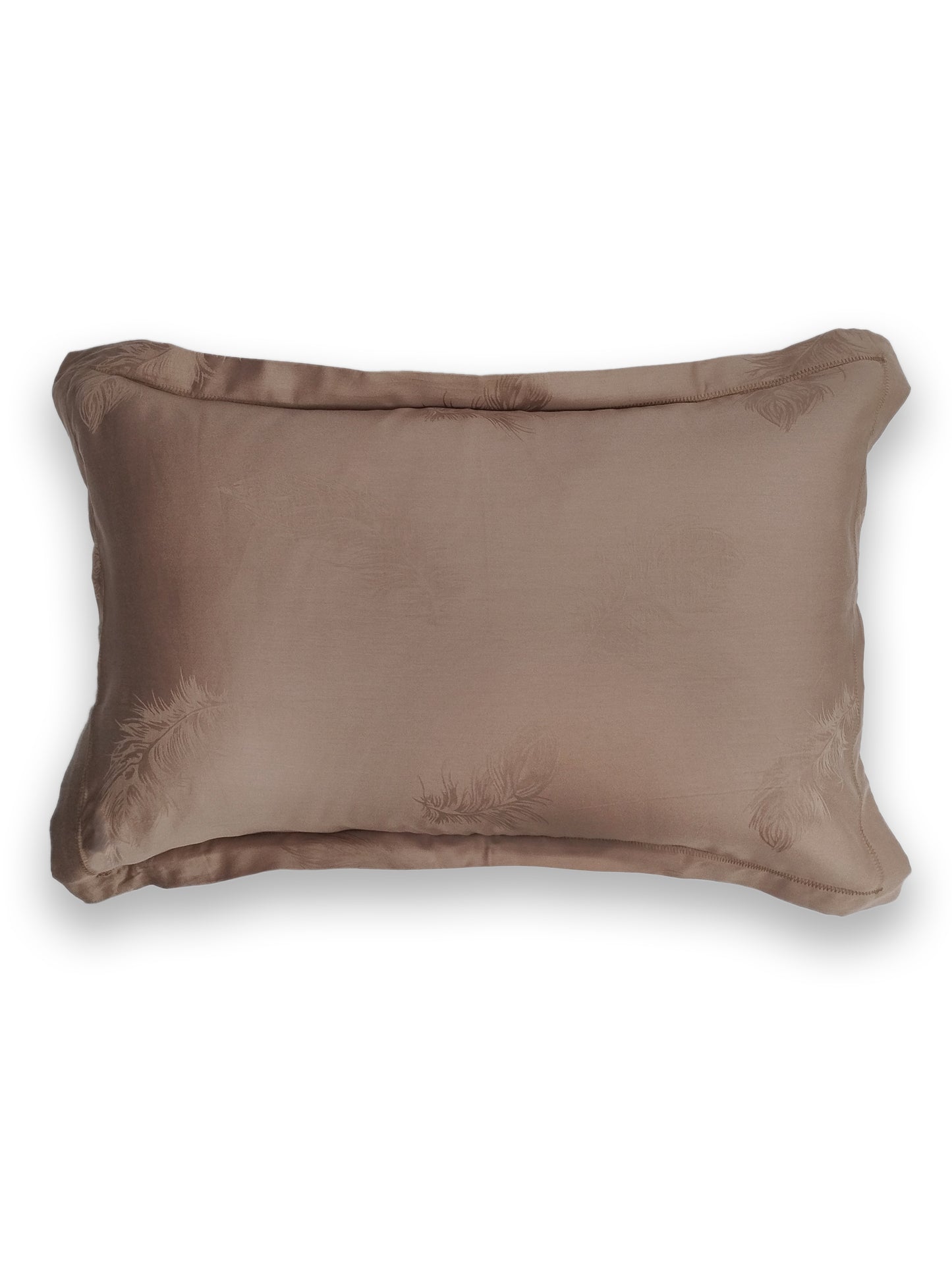 Taupe Feather Jacquard Pillow Cover Set – Premium Cotton – Set of 2