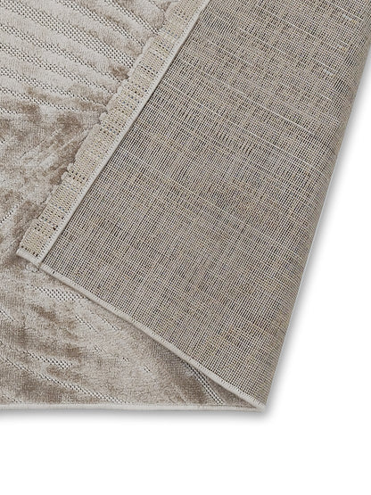 Beige Textured Modern Runner – Subtle Wave Design Hallway & Entry Rug