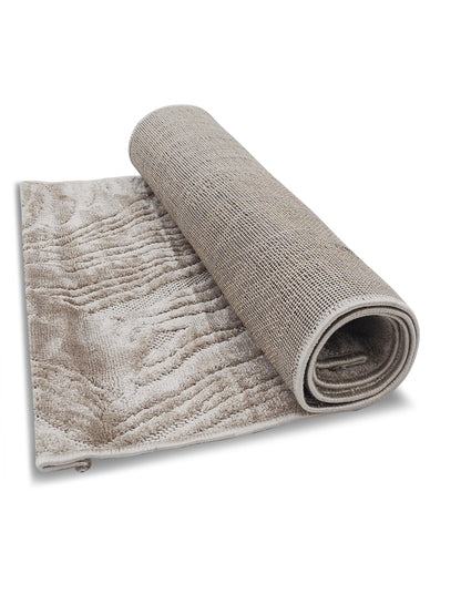 Beige Textured Modern Runner – Subtle Wave Design Hallway & Entry Rug