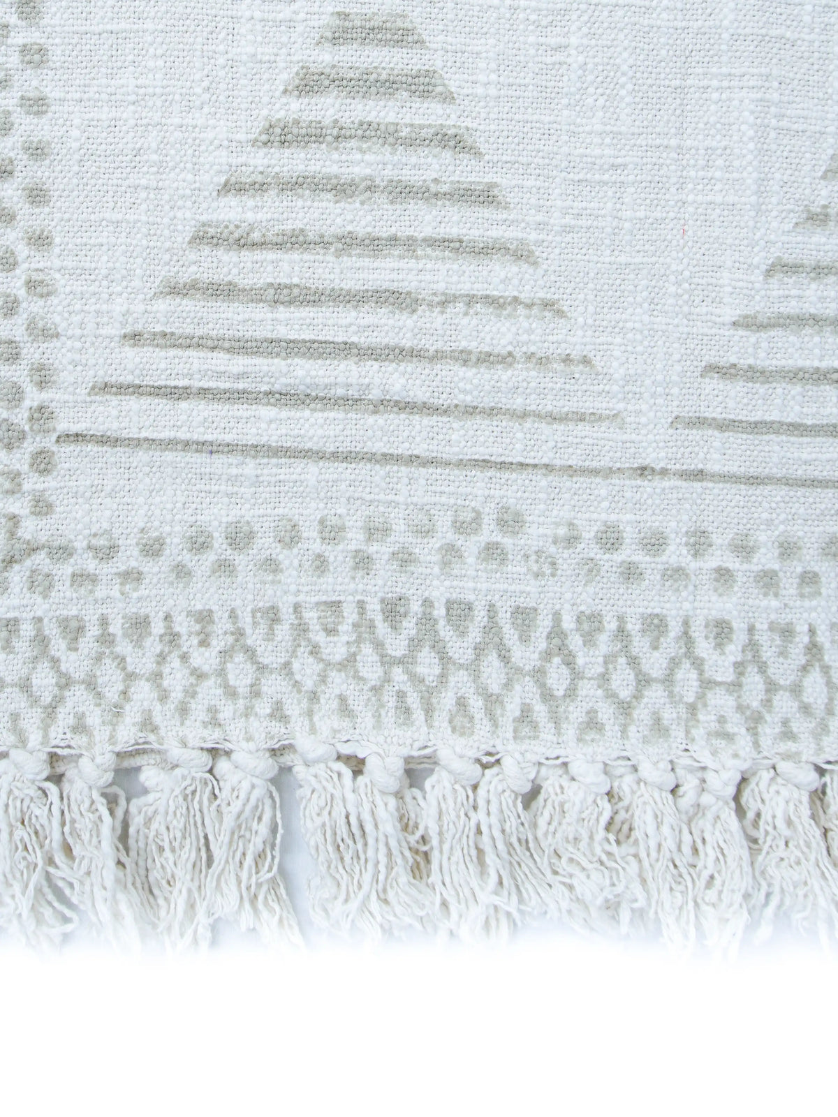 Atoz Home Decor Traditional Sanganeri Block Printed Cotton-Jute Throw with Fringe (130 x 170 cm)