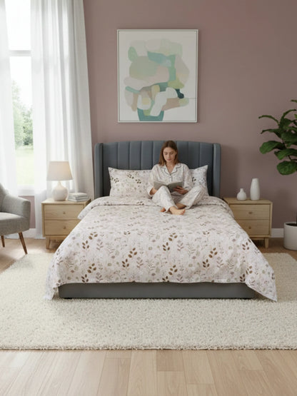 Soft Feel Faint Pink Floral Cotton King Bedsheet Set