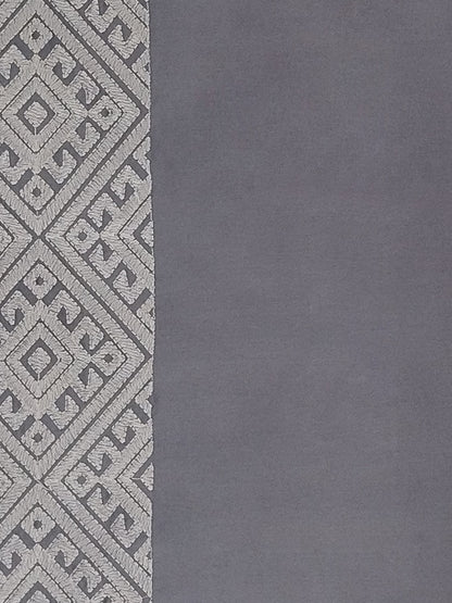 Grey Geometric Embroidered Pillow Cover Set – Premium Cotton – Set of 2