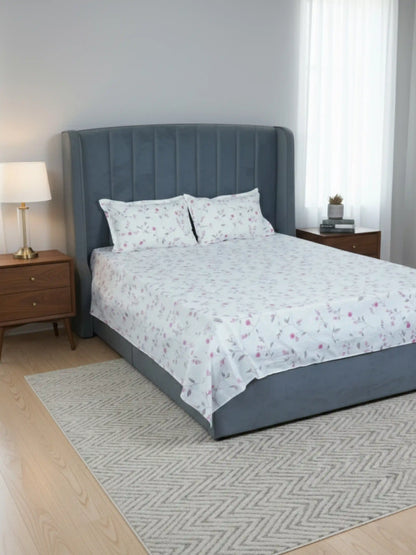 Soft Feel Pink Floral Vine Cotton Double Bedsheet