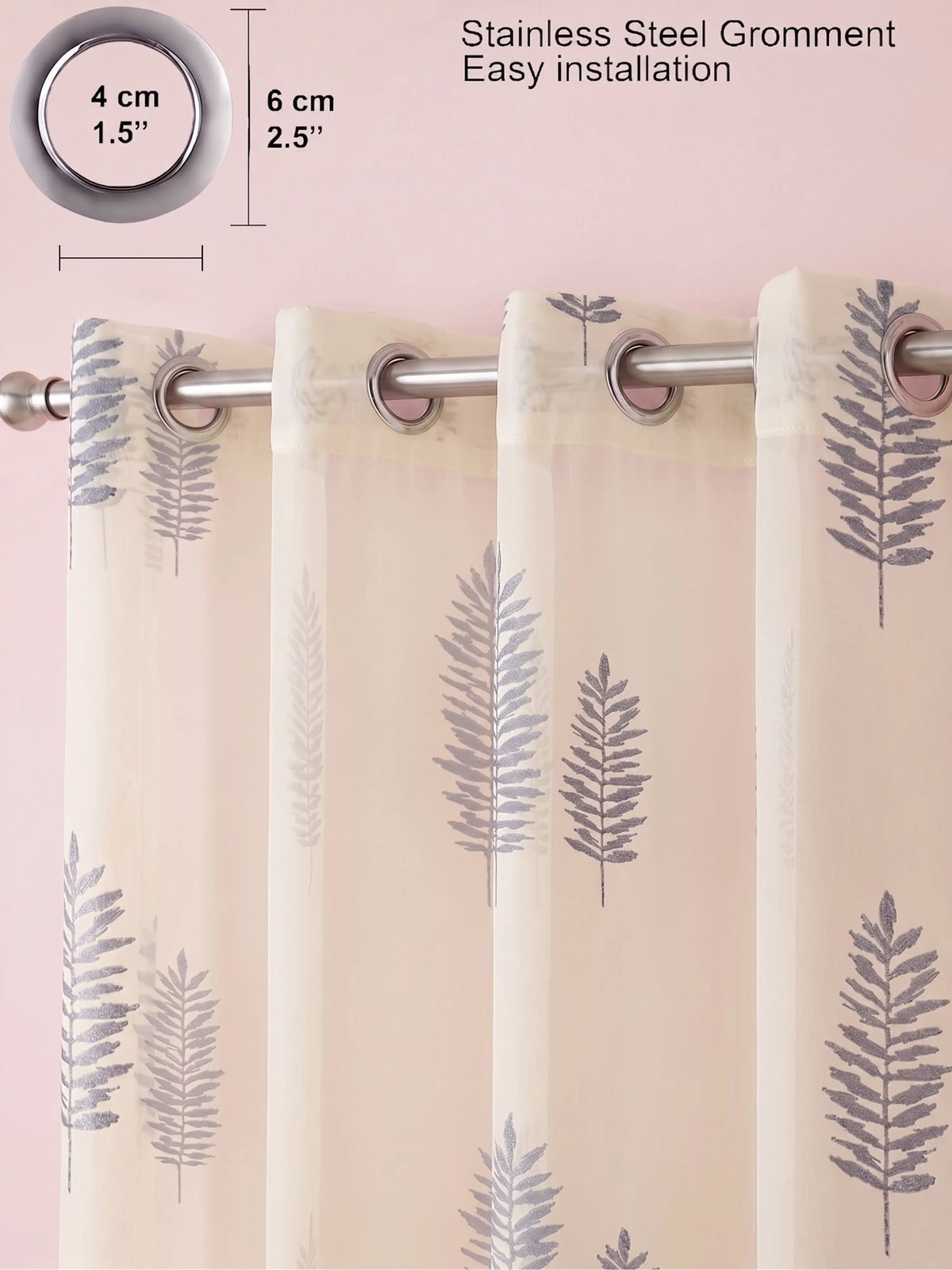 Evabella Embroidered Leaf Sheer Curtains | Light Filtering Window Decor