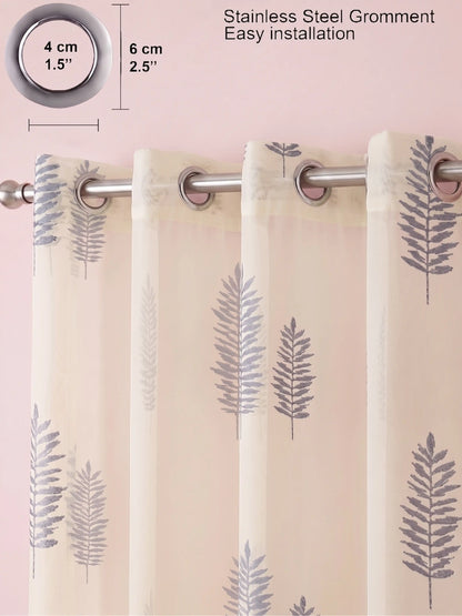 Evabella Embroidered Leaf Sheer Curtains | Light Filtering Window Decor