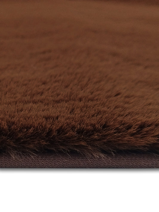 Solid Brown Plush Runner – Modern Minimalist Bedside & Hallway Rug