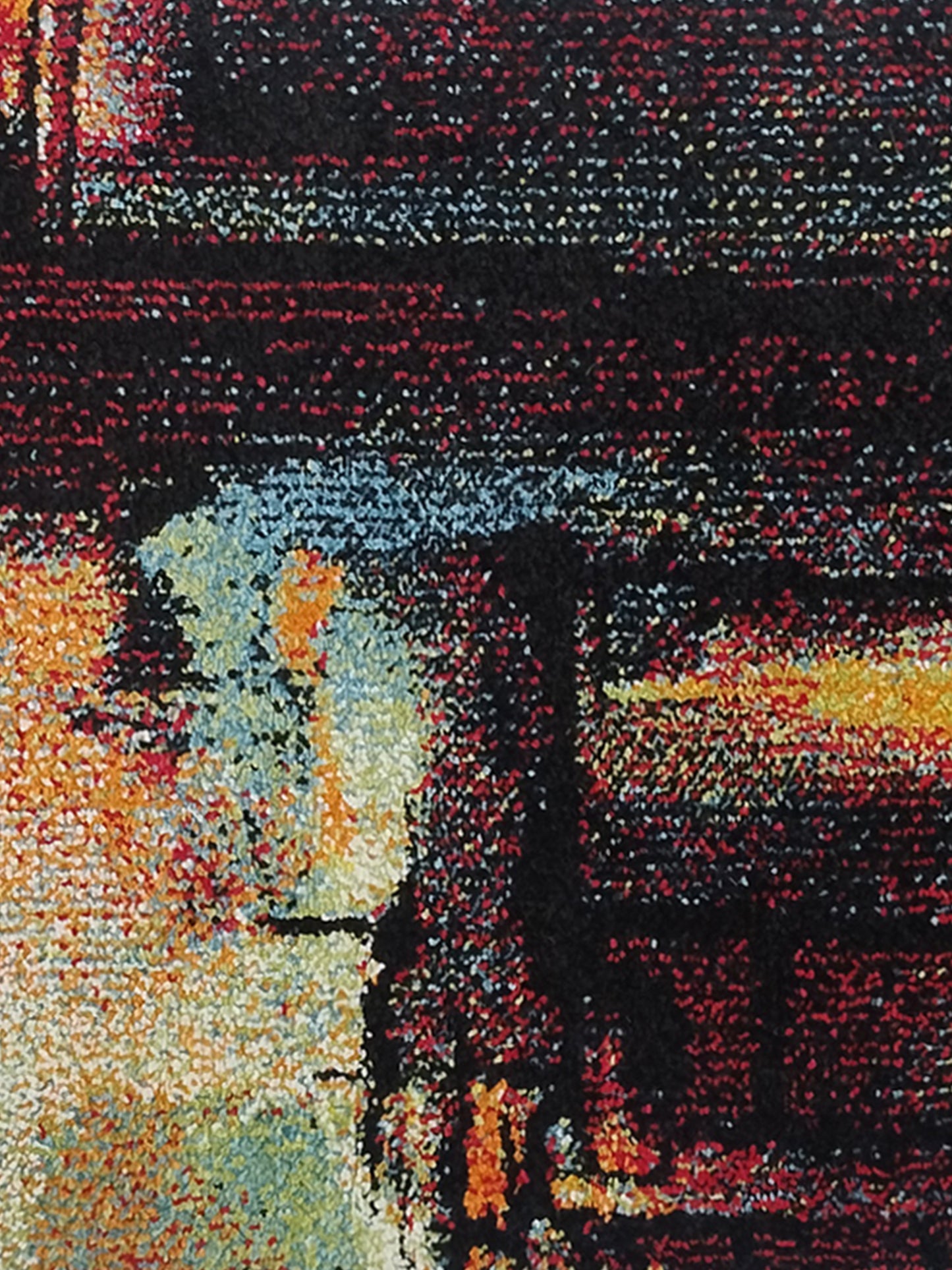 Red Multicolor Abstract Runner – Modern Soft Textured Floor Runner