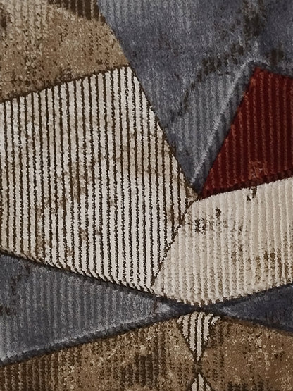 Multicolor Geometric Patchwork Runner – Modern Plush Textured Floor Runner