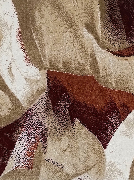 Beige Red Abstract Wave Runner – Modern Plush Textured Floor Runner