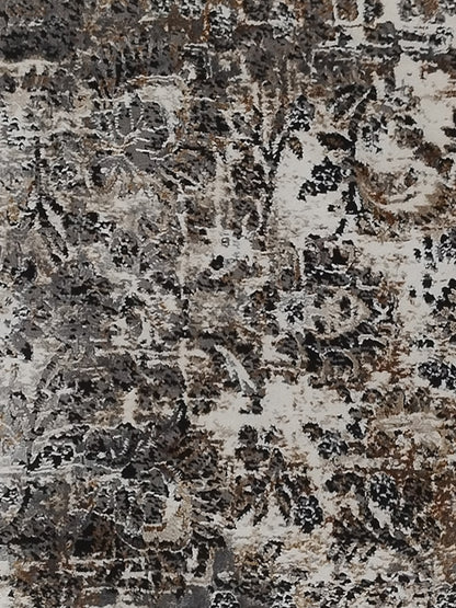 Grey Brown Distressed Floral Runner – Modern Textured Bedroom & Hallway Runner