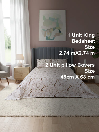Soft Feel Faint Pink Floral Cotton King Bedsheet Set