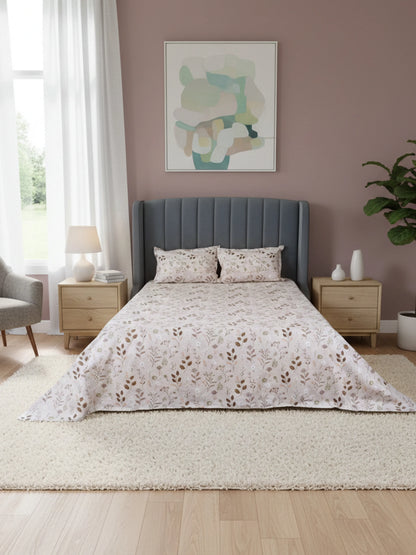 Soft Feel Faint Pink Floral Cotton King Bedsheet Set