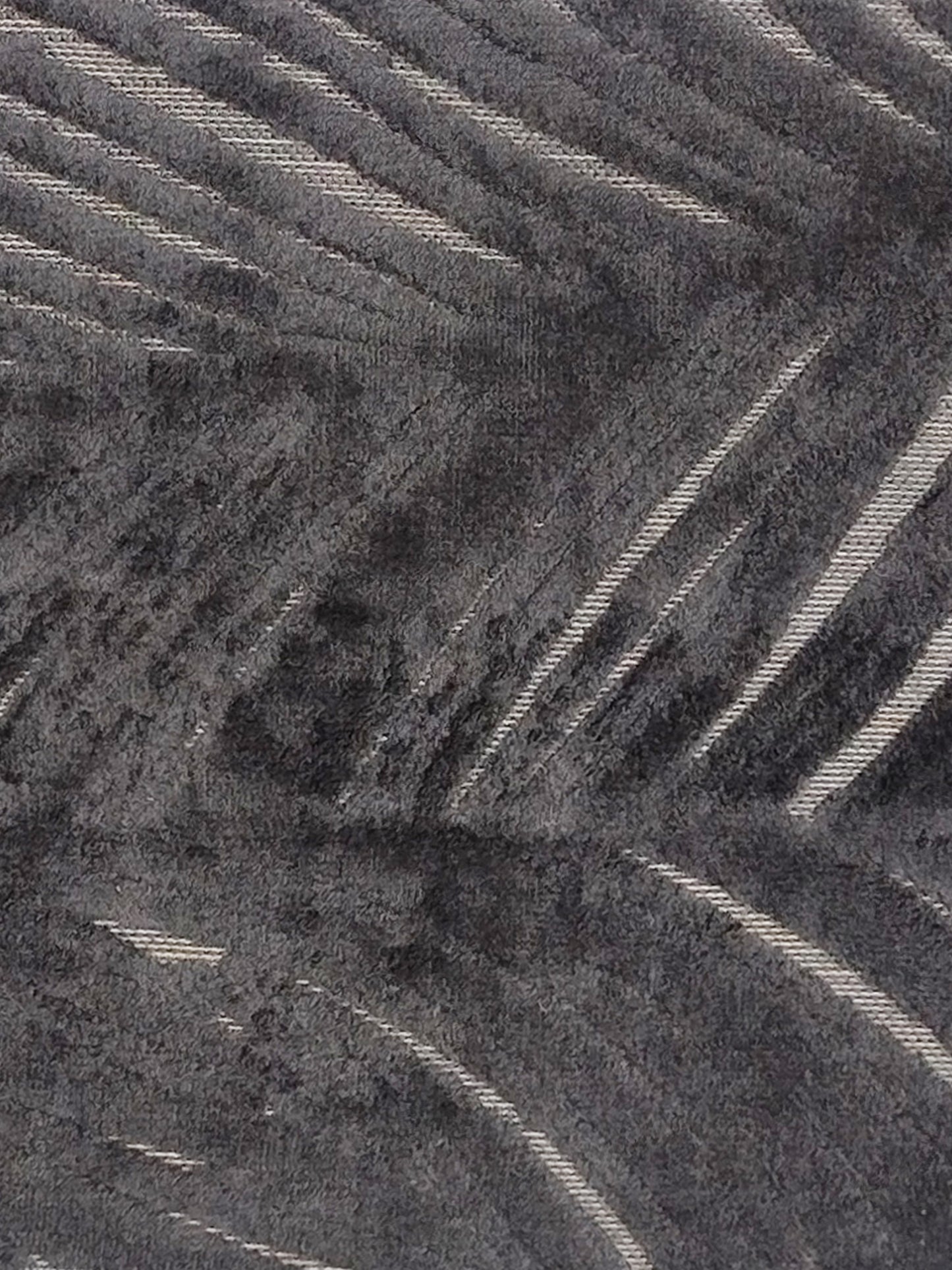 Charcoal Grey Brushstroke Textured Runner – Modern Abstract Plush Runner