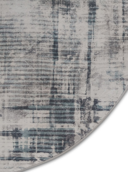 Blue Abstract Round Rug – Modern Area Carpet for Living Room & Bedroom